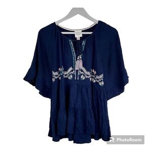 Knox Rose Boho Blue women’s top Size S